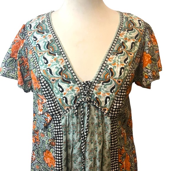 Anthropologie Astrid Tunic Dress Bohemian Desert Flutter Sleeve Size Small - Picture 6 of 15